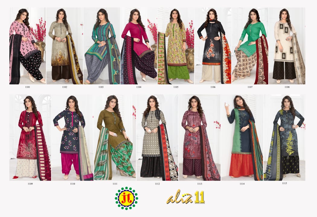 Jt Alia 11 Regular Wear Printed pure Cotton Dress Material With Chiffon Dupatta Collection